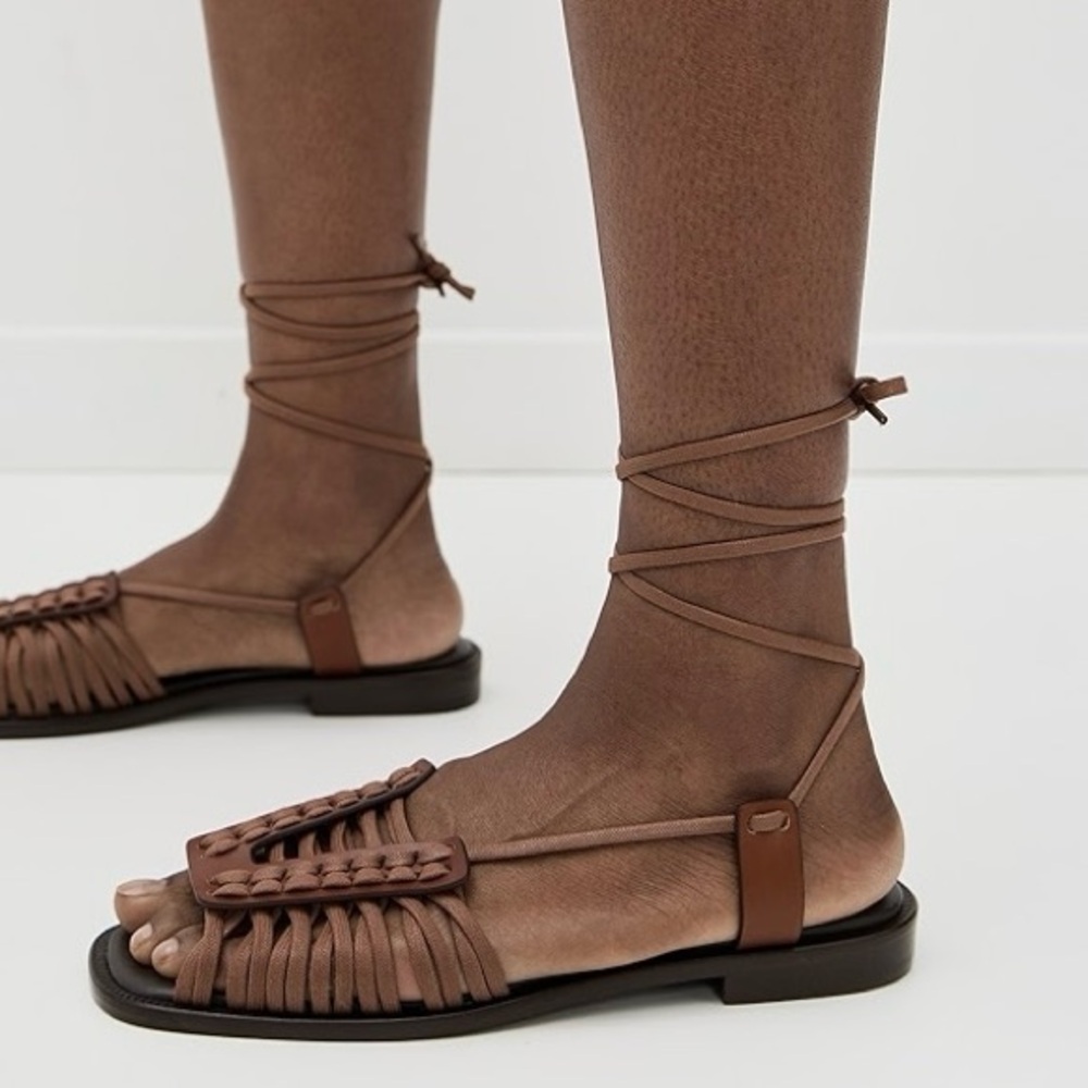 NWT Hereu Women's Consell Ankle Tie Calf Leather Sandal Black Size EU 41 US 10.5 - Picture 13 of 13